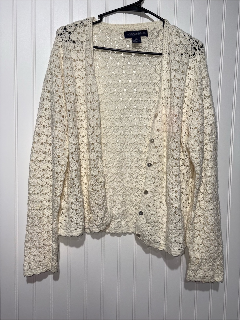 Mountain Lake Cream Crochet Cardigan| Size Large